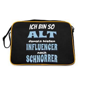 Ich bin so alt da hießen Influencer noch Schnorrer - Retro Tasche - Schwarz/Gold - Hinten