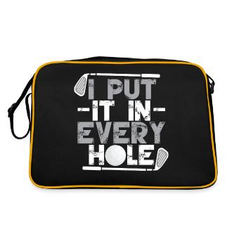 Ich stecke es in jedes Loch - Retro Tasche - Schwarz/Gold - Hinten