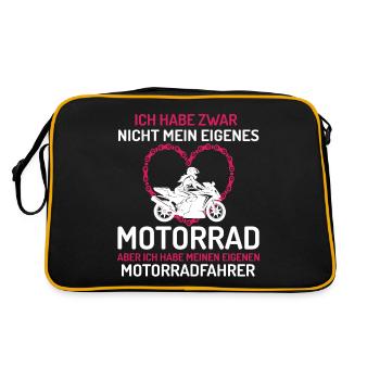 Ich H Meinen Eigenen Motorradfahrer - Retro Tasche - Schwarz/Gold - Hinten