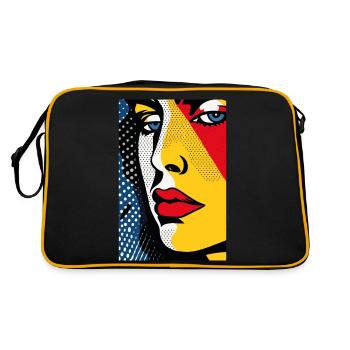 Komisches Pop-Art-Retro-verstecktes trauriges - Retro Tasche - Schwarz/Gold - Hinten