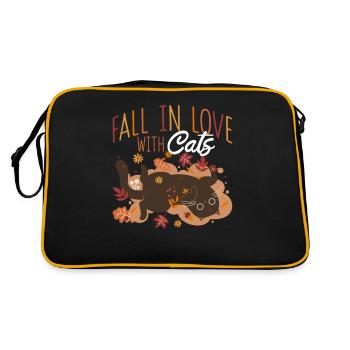 Fall In Love With Cats Maple Leaf Cat Lover Hello - Retro Bag - black/gold - Back