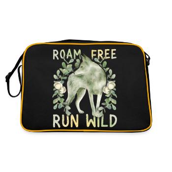 Grauer-Wolf Canis Lupus Positive-Movitation Spruch - Retro Tasche - Schwarz/Gold - Hinten