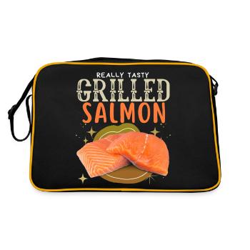 Salmon, Salmon, Salmon Steak Grilled Salmon - Retro Bag - black/gold - Back