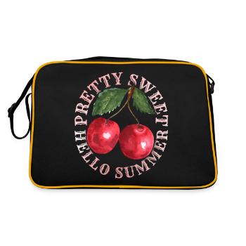 Kirsche, Cherry-Fruit Kirsche-Cherry Sommer-Spruch - Retro Tasche - Schwarz/Gold - Hinten