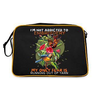 Broderie, broderie, point de croix, drôle de dicton - Sac Retro - noir/or - Dos