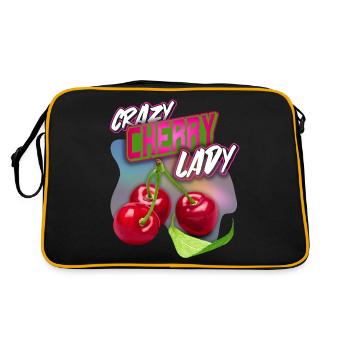 Crazy Cherry-Fruit Kirsche lustiger Spruch - Retro Tasche - Schwarz/Gold - Hinten