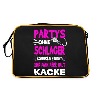 Partys ohne Schlager kannste feiern Schlagermusik - Retro Tasche - Schwarz/Gold - Hinten