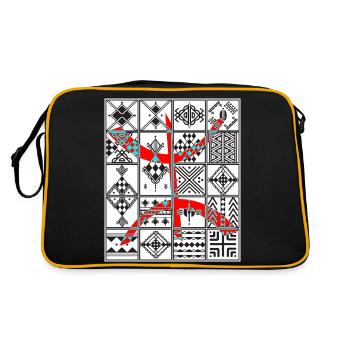 AMAZIGH BERBERE KABYLE MOTIF KABYLE - Sac Retro - noir/or - Dos
