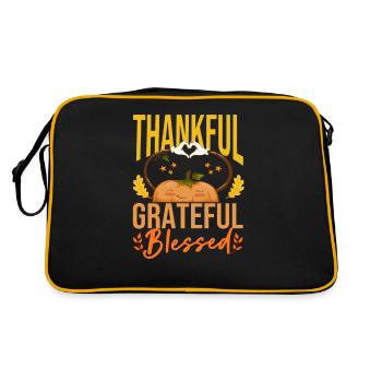 Kürbis Dankbar Dankbar Gesegnet Sped Lehrer Herbst - Retro Tasche - Schwarz/Gold - Hinten