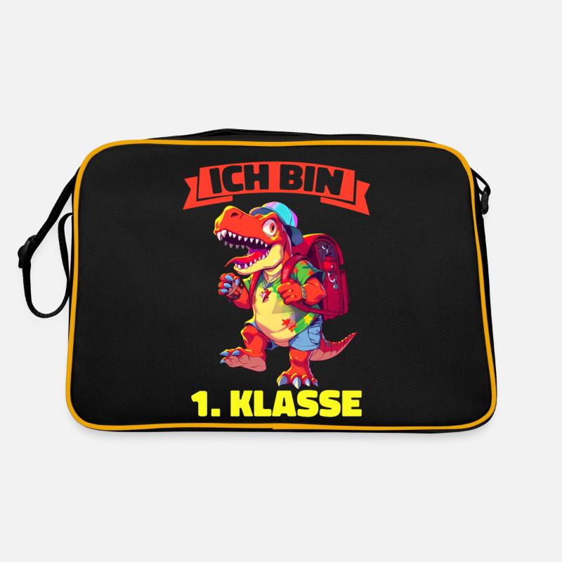 Ich Bin 1. Klasse Einschulung Dino Dinosaurier Retro Tasche