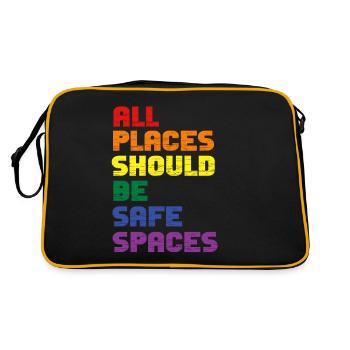 Alle Orte sollten sichere Orte sein Gay Pride Verbündeter - Retro Tasche - Schwarz/Gold - Hinten