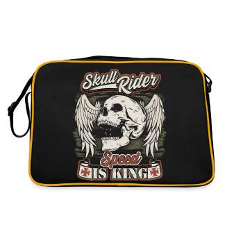 Crâne de motard avec ailes d’ange pour motocyclistes - Sac Retro - noir/or - Dos