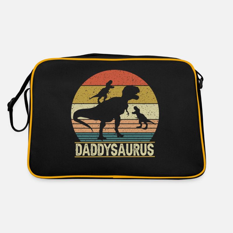 Daddysaurus Two kids christmas Gift For Dad, Daddy - Retro Bag - black/gold