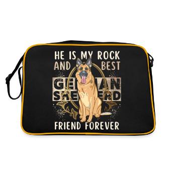 Berger allemand, drôle de dicton, chien de race - Sac Retro - noir/or - Dos