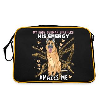 Deutscher Schäferhund, Rassehund lustiger Spruch - Retro Tasche - Schwarz/Gold - Hinten