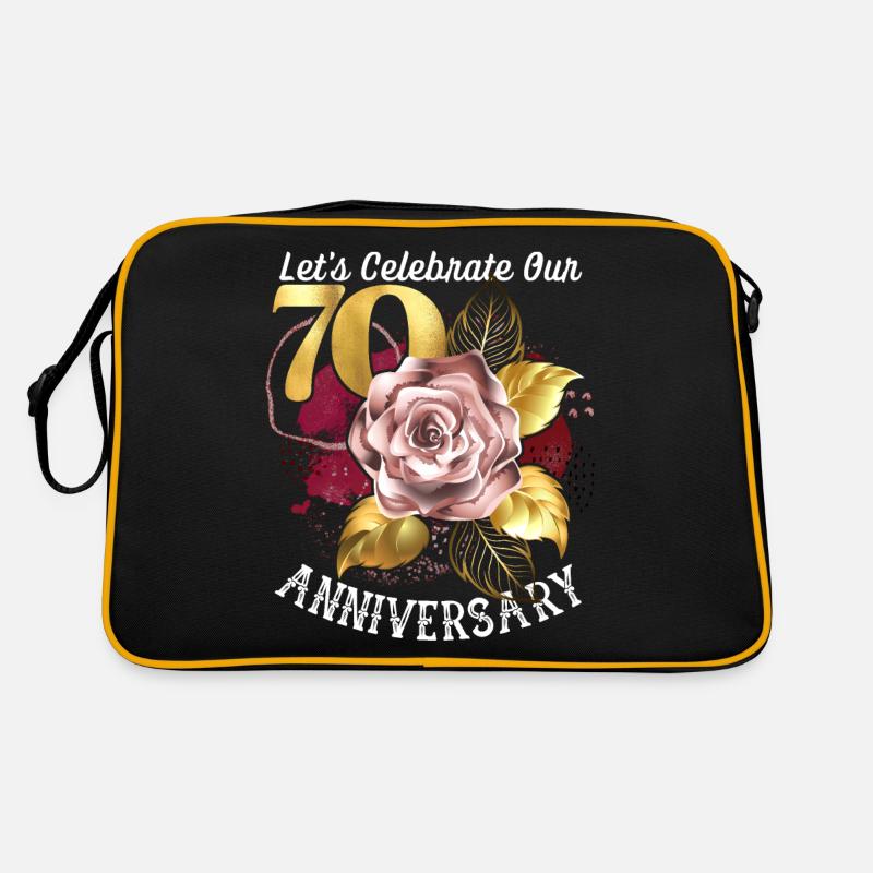 70. Jubiläum, Jubiläumsfeier, Hochzeitstag Retro Tasche