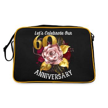 60th anniversary, anniversary celebration, wedding anniversary - Retro Bag - black/gold - Back