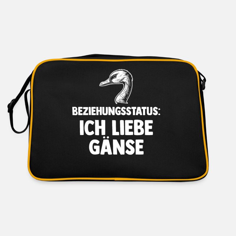 Beziehungsstatus Gans Gänse - Retro Tasche - Schwarz/Gold