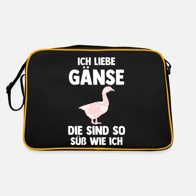 Gans Gänse - Retro Tasche - Schwarz/Gold