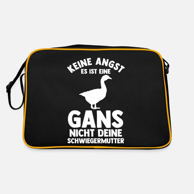 Gans Gänse - Retro Tasche - Schwarz/Gold