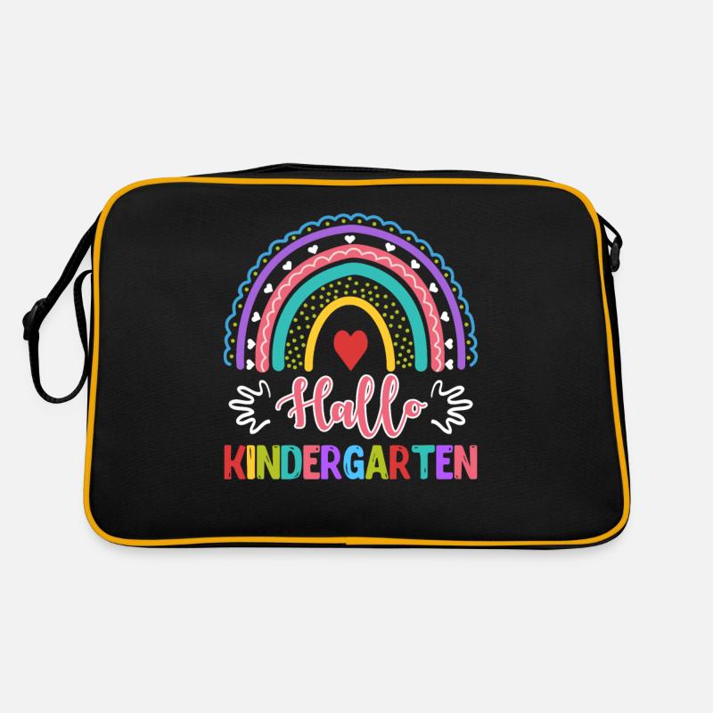 Hallo Kindergarten Tschüss Tagesmutter - Retro Tasche - Schwarz/Gold