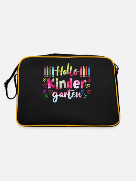 Hallo Kindergarten Einschulung Schulkind - Retro Tasche - Schwarz/Gold
