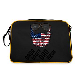 Bart Dada Papa Papa Bruh Vatertag Patriotisch - Retro Tasche - Schwarz/Gold - Hinten