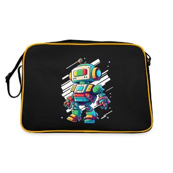 Robot Robotics Best Cute Humorous Technology - Retro Bag - black/gold - Back