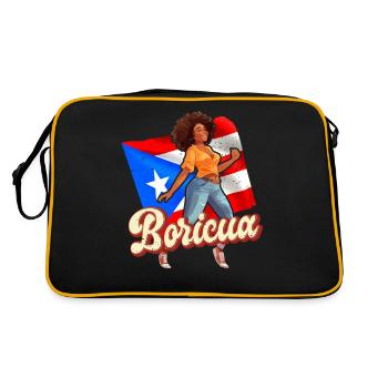 Afro latina boricua puerto rico karibischer tanz - Retro Tasche - Schwarz/Gold - Hinten