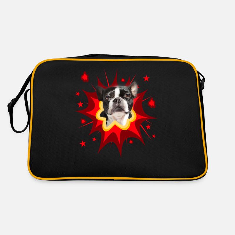 Comic Hund Design - Pow - Boston Terrier Retro Tasche