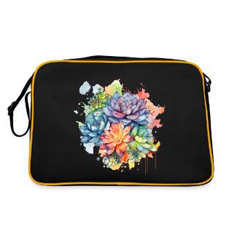 Done Cactus Flower Succulent Lover Floral - Retro Bag - black/gold - Back