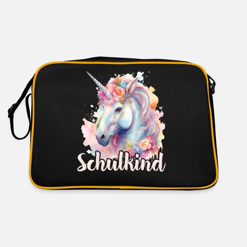 Einhorn Blumen Schulkind Einschulung 2023 Retro Tasche