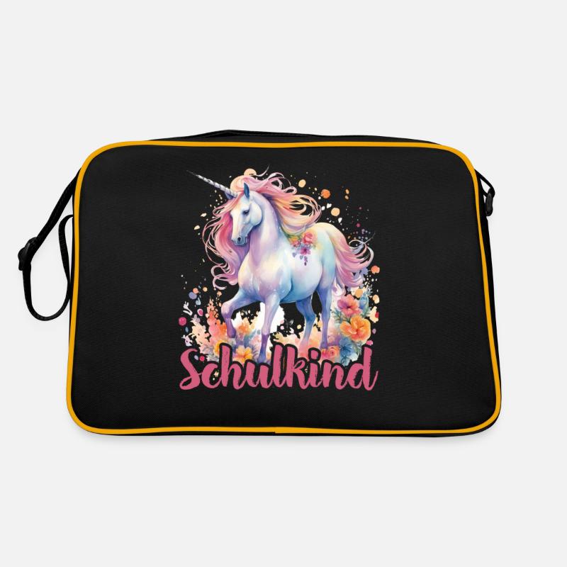 Einhorn Blumen Schulkind Einschulung 2023 Retro Tasche