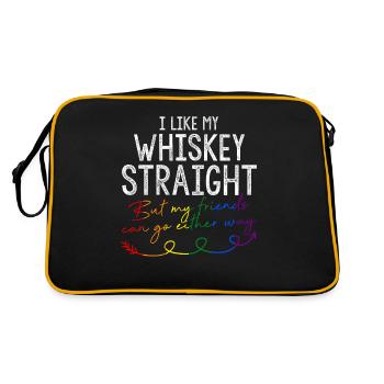 Like My Whiskey Hetero Freunde LGBTQ Gay Pride - Retro Tasche - Schwarz/Gold - Hinten