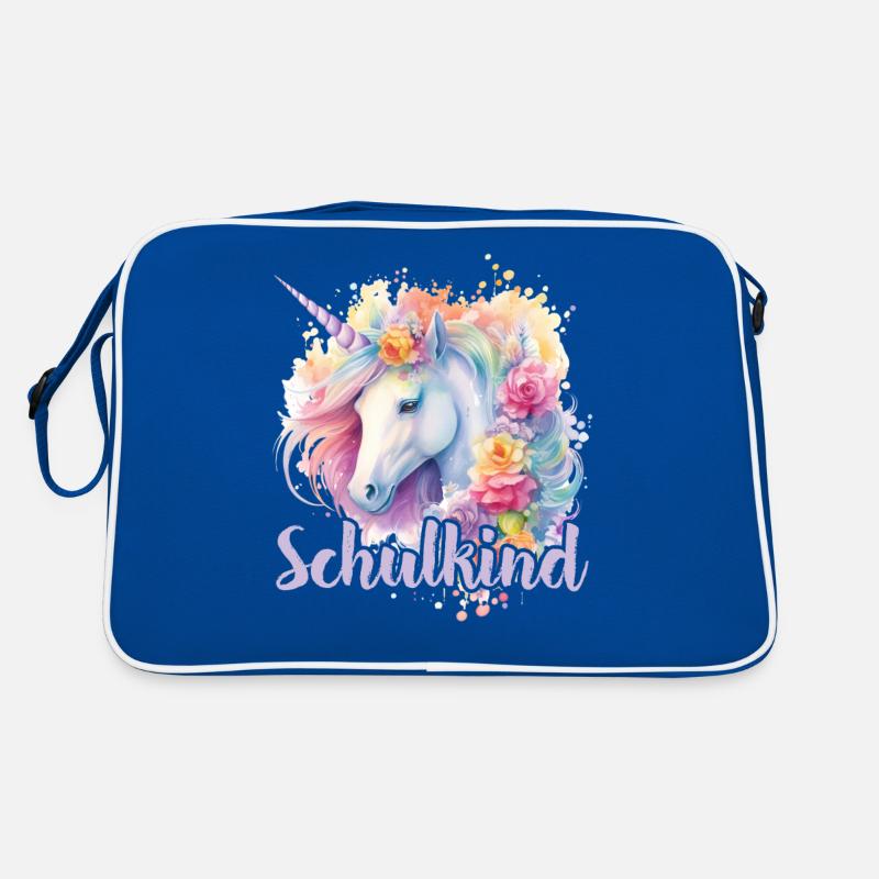 Einhorn Blumen Schulkind Einschulung 2023 Retro Tasche
