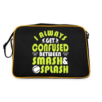 Fun Tennis Saying Confused Between Smash & Splash - Retro Tasche - Schwarz/Gold - Hinten