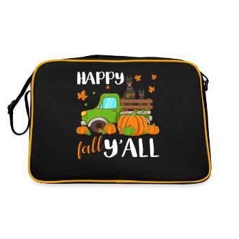 Happy Fall Y'all Doberman Riding Truck Pumpkin - Retro Bag - black/gold - Back