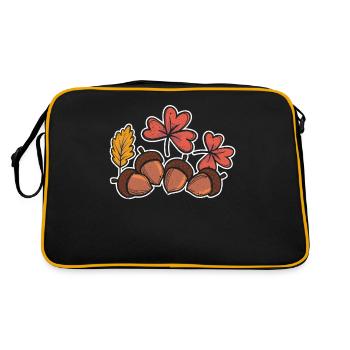 Herbstblätter Eicheln Fall Lover Thanksgiving - Retro Tasche - Schwarz/Gold - Hinten