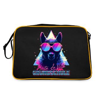 Retro Hasta La Vista Grundschule Abschluss Lama - Retro Tasche - Schwarz/Gold - Hinten