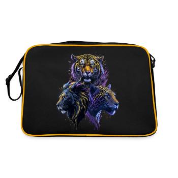 Le puissant trio : tigre, lion et jaguar - Sac Retro - noir/or - Dos