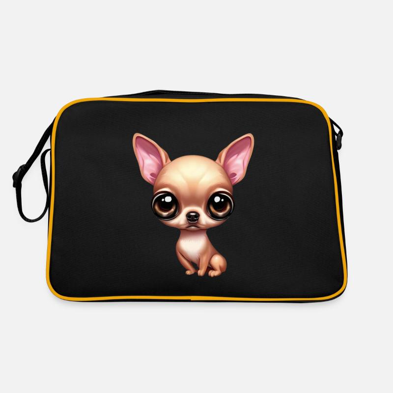 Verspielter Chihuahua - Retro Tasche - Schwarz/Gold
