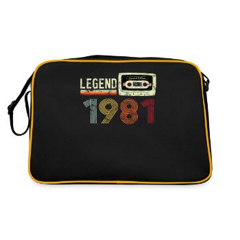 1981 Geburtstag Vintage Cassette - Retro Tasche - Schwarz/Gold - Hinten