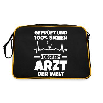Mediziner Rettungssanitäter Notarzt Arzt - Retro Tasche - Schwarz/Gold - Hinten