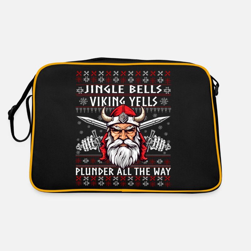 Drôle Jingle Bells Viking Noël Pull moche - Sac Retro - noir/or