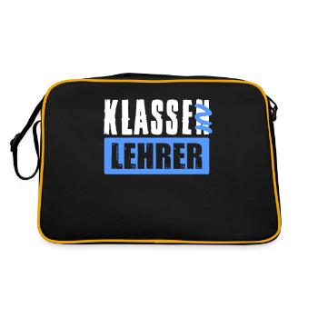 Klassenlehrer Klasse Lehrer Abschied Kollege - Retro Tasche - Schwarz/Gold - Hinten