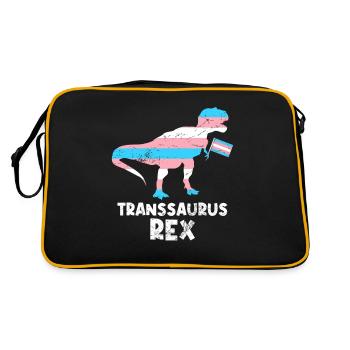 Dinosaure Transsaurus rex dans un drapeau transgenre - Sac Retro - noir/or - Dos