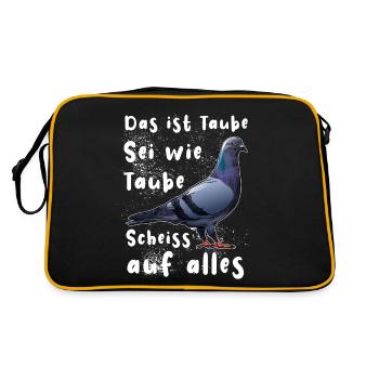 Das ist Taube Sei wie Taube Scheiss auf alles. - Retro Tasche - Schwarz/Gold - Hinten