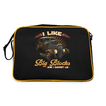 Hot Rod Rusty Car, I Like Big Blocks, Vintage Rat - Retro Bag - black/gold - Back