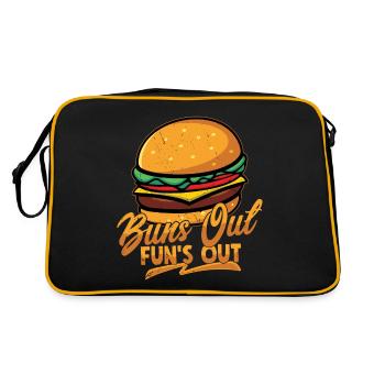 Buns Out Fun's Out Hamburger Food Meat Buns - Retro Bag - black/gold - Back