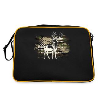 Whitetail Buck Deer Hunting American Flag - Sac Retro - noir/or - Dos